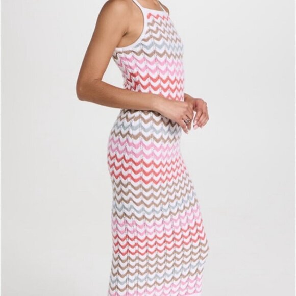RACHEL & ZOE MAXI DRESS CROCHET KNITTED BODYCON MULTICOLOR Sz M CUTE GOTH PREPPY - Picture 2 of 16